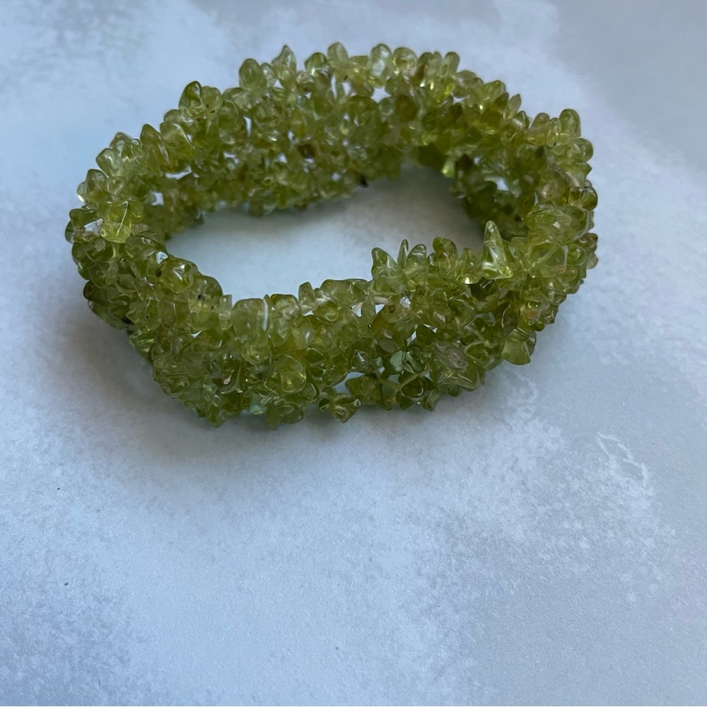 Peridot Green Gemstone Beaded Stretch Bracelet